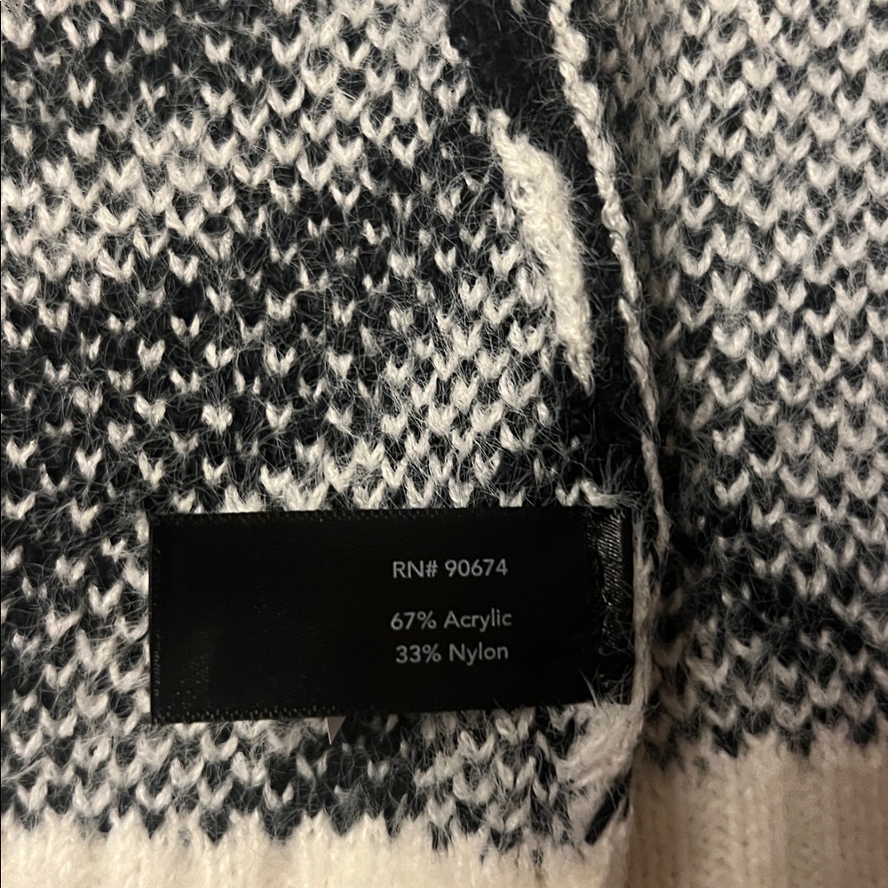 🖤BOSTON PROPER ZEBRA JACQUARD DUSTER/CARDIGAN SWEATER-POCKETS-BLACK/WHITE-M🖤 - Picture 13 of 16